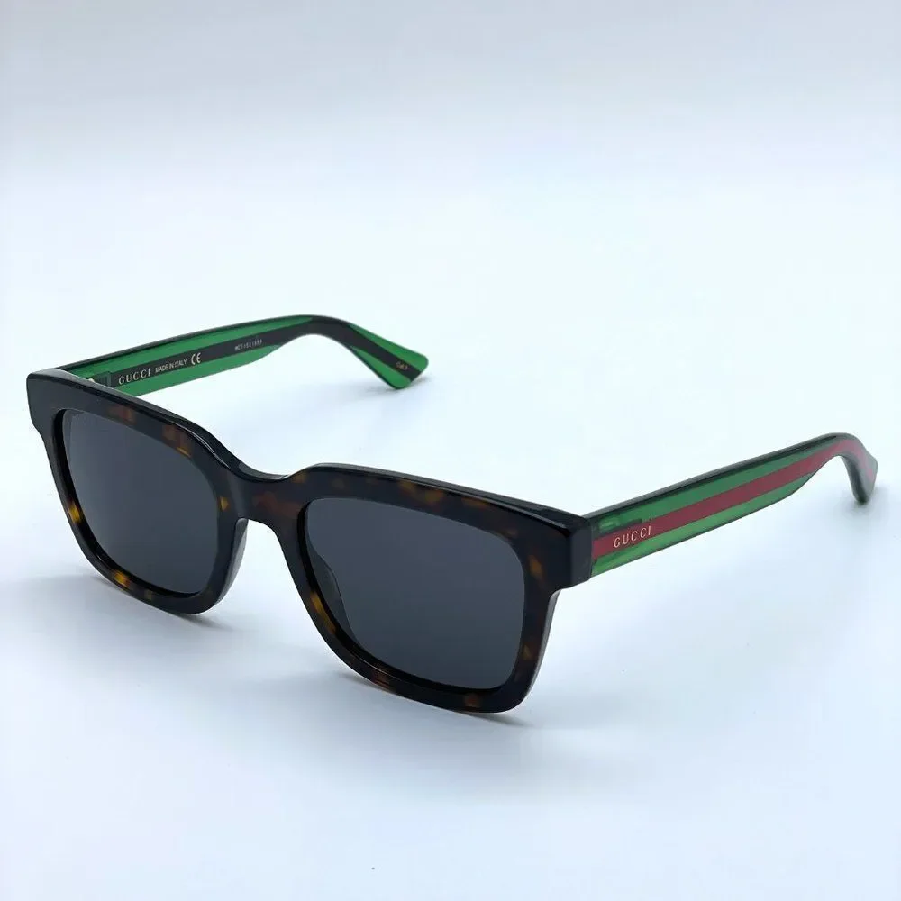 NEW GUCCI GG0001SN 003 Havana Colorful Gray Square Unisex Sunglasses